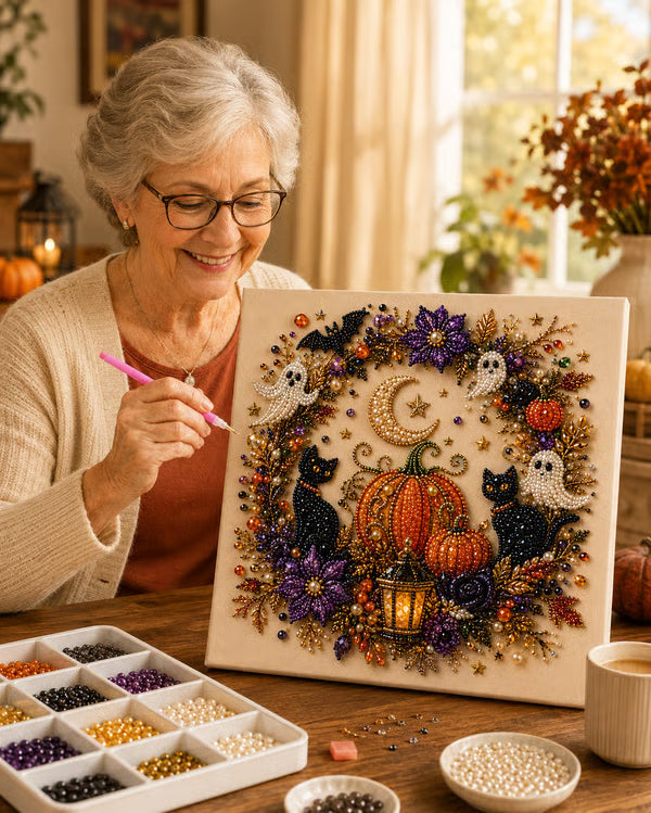 Halloween Pearl Art DIY Kit โ Turn Tiny Pearls into Spooky-Cute Magic (๐ฆBuy 2 Free Shipping)