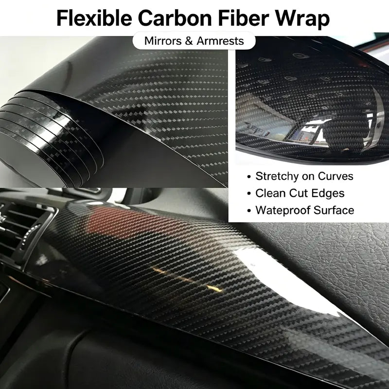 ๐ 6D Gloss Carbon Fiber Vinyl Wrap โ Peel, Stick & Upgrade Your Carโs Look