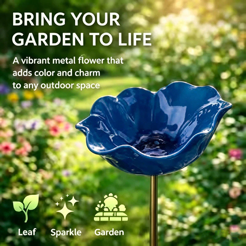 Wravion⢠Handmade Metal Flower Garden Stake Bird Bath