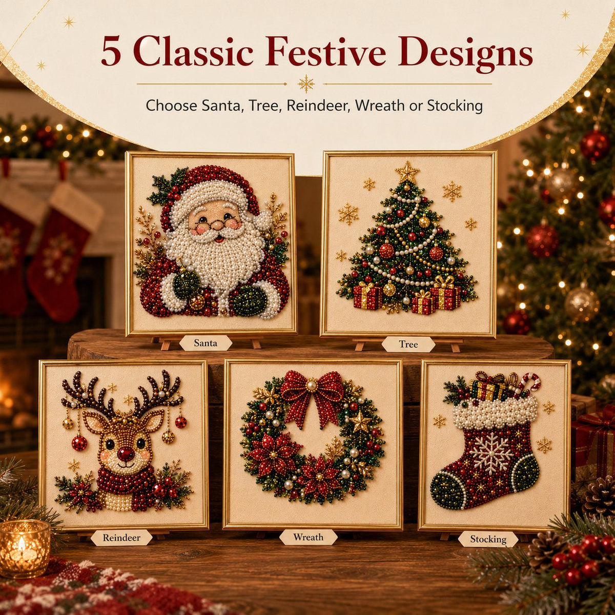 ๐ DIY Christmas Pearl Diamond Painting Art Kit With Frame