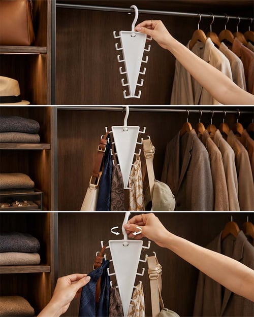 ✨Last Day 50% OFF✨Rotating V-Shaped Accessory Hanger – 12-Hook 360° Closet Organizer