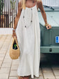 Women's Solid Color Cami Lounge Dress, Elegant Sleeveless Long Dress for Summer, Ladies Sleepwear for Indoor Wear
