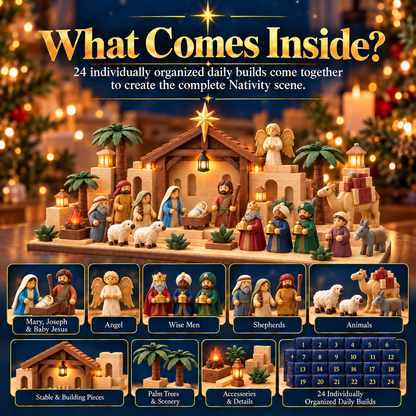 ✝️Nativity Advent Calendar – 24-Day Buildable Christmas Nativity Set✨