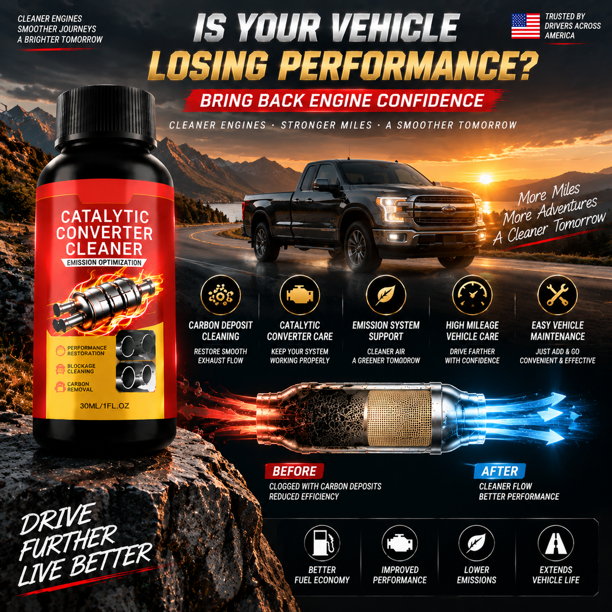 🔥 Stop Overpaying At The Pump🚗Restore Lost MPG & Protect Your Engine With A Professional Catalytic Converter Cleaner-8JX3