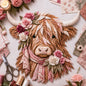 🐮💐🌸 Birth Flower Highland Cow 3D Layered Fabric Art DIY Kit (Beginner-friendly) 🔥 Buy 2 Free Shipping