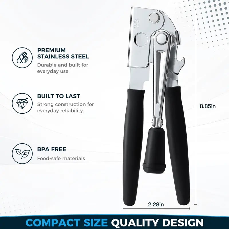 Manual Crank Can Opener - Heavy-Duty Stainless Steel Kitchen Utensil
