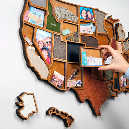 🗺️ USA Travel Memory Map – Wooden Keepsake Wall Display