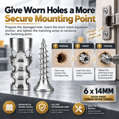 High Strength Hinge Repair Screws | 6×14mm Door Hinge Thread Repair Screws Kit