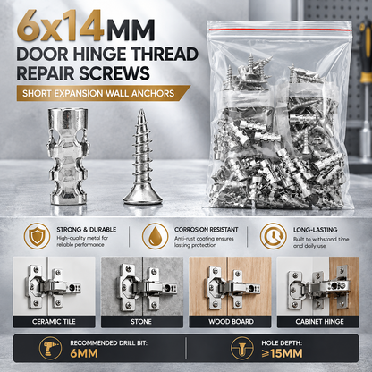 High Strength Hinge Repair Screws | 6×14mm Door Hinge Thread Repair Screws Kit