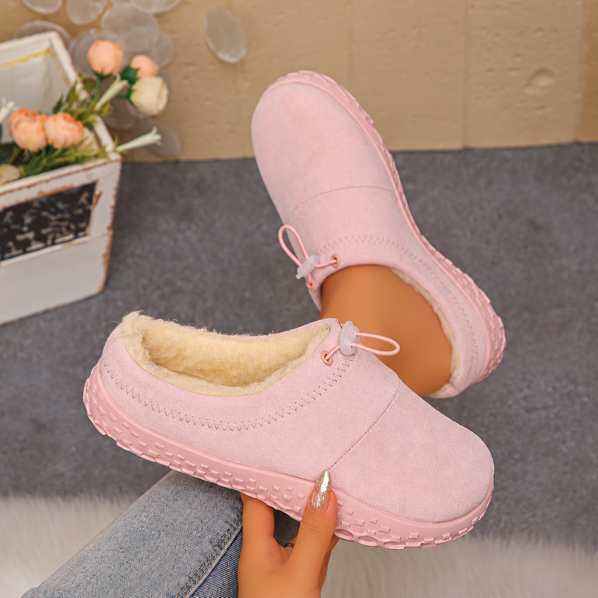 TopSpire® - Women’s Warm Plush-Lined Mules – Comfortable Non-Slip Shoes for Fall & Winter
