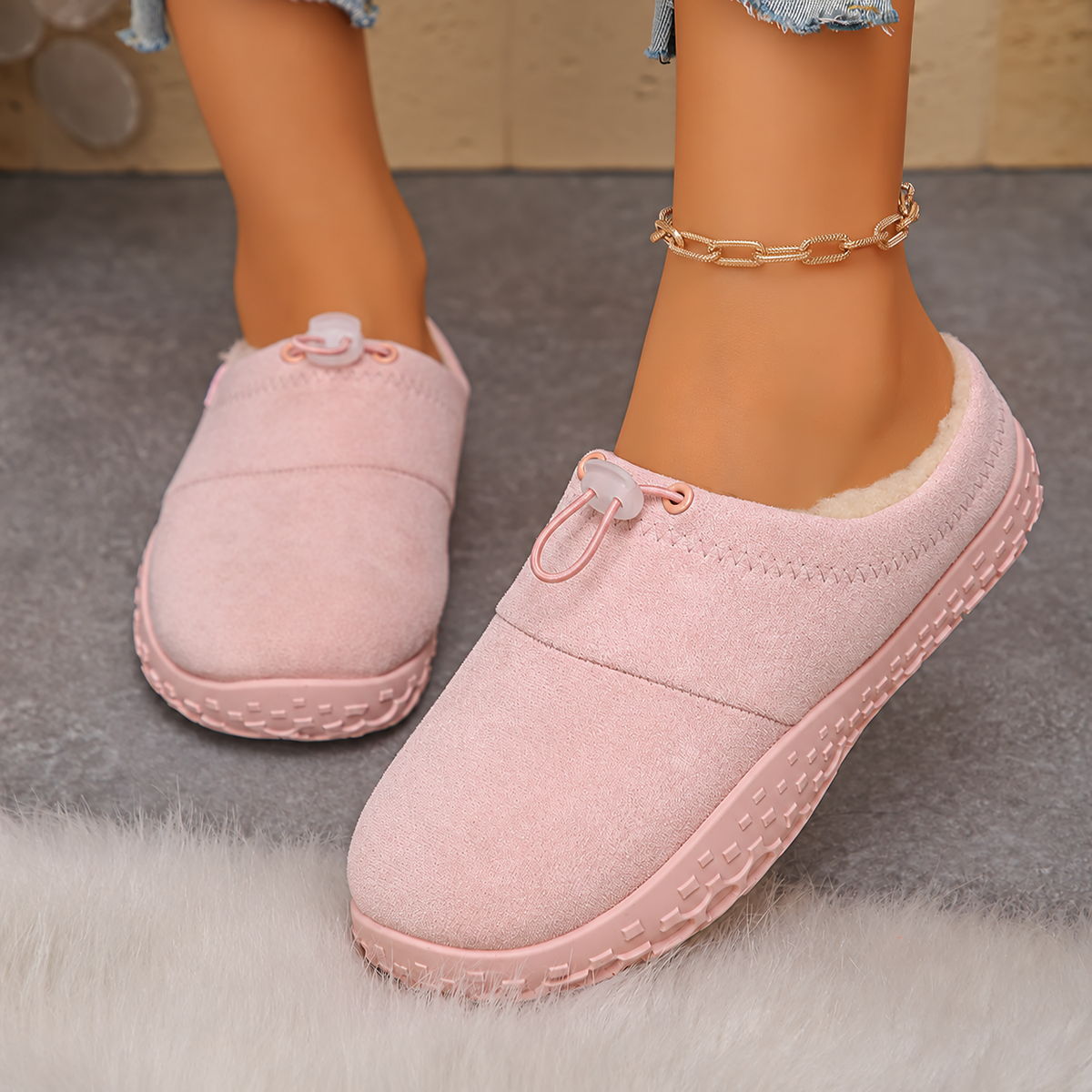 TopSpire® - Women’s Warm Plush-Lined Mules – Comfortable Non-Slip Shoes for Fall & Winter