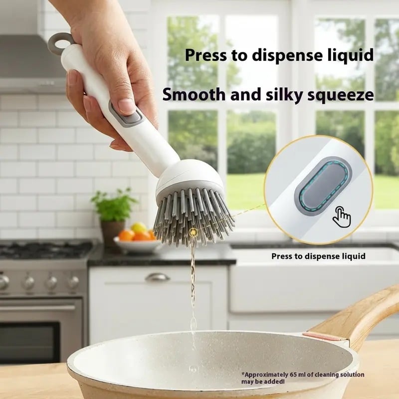 6-in-1 Rotatable Dish Brush with Detergent Dispenser
