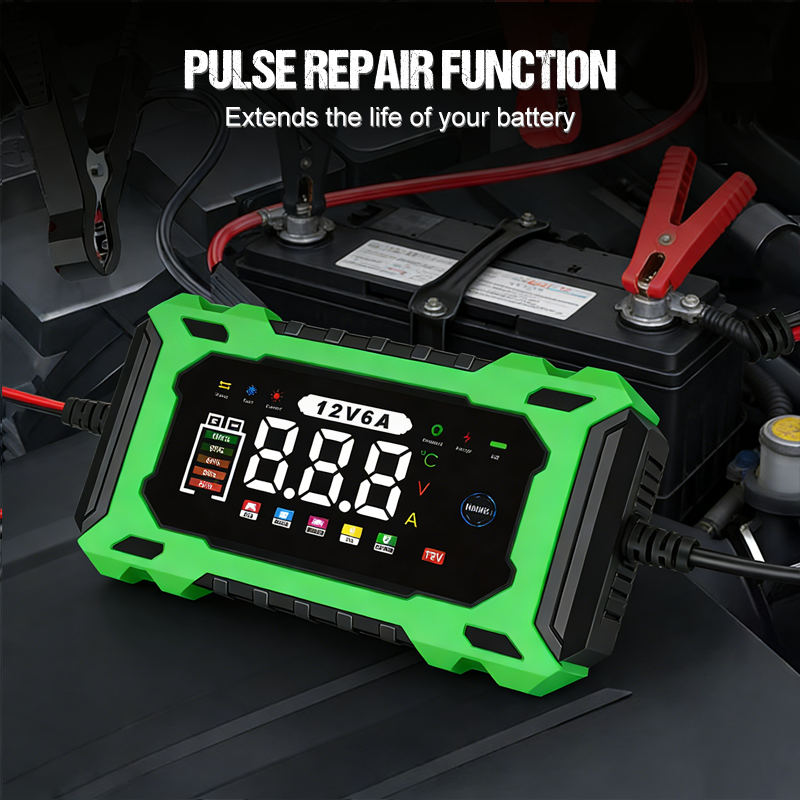 ⏳⏳Time-Limited Special⏰12V 6A Smart Car Battery Charger – Pulse Repair Technology, Auto Maintain & Desulfation