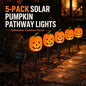 2026 New 5-in-1 Solar Halloween Pumpkin Pathway Lights, Waterproof Outdoor Jack-O’-Lantern Stake Lights for Yard, Lawn and Garden Decor
