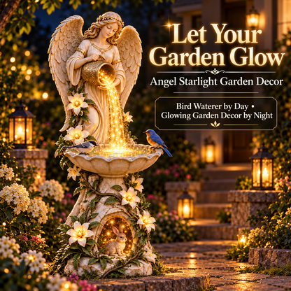 ✨Last Day 52% OFF✨☀️ Solar Angel Starlight Bird Waterer🪽 – Lighted Garden Birdbath & Outdoor Decor