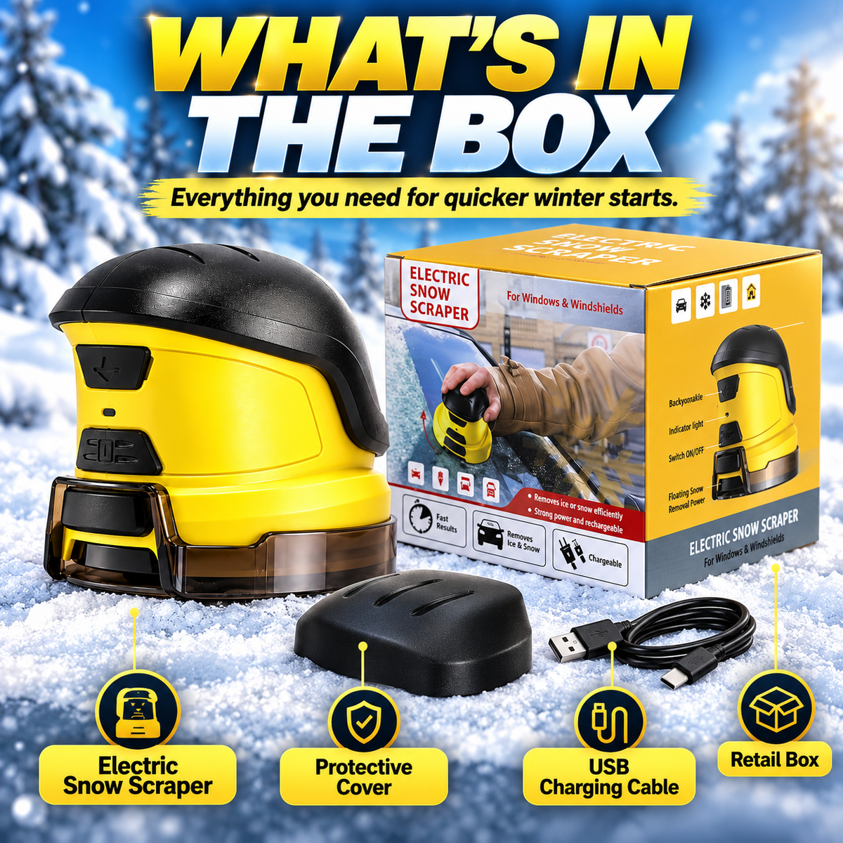 ❄️ Electric Ice Scraper – 1600 RPM Cordless Windshield De-Icer 🚗