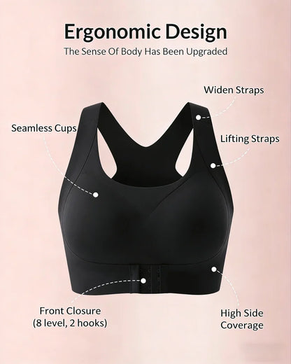Cross Back Front Closure Wireless Posture Support Bra