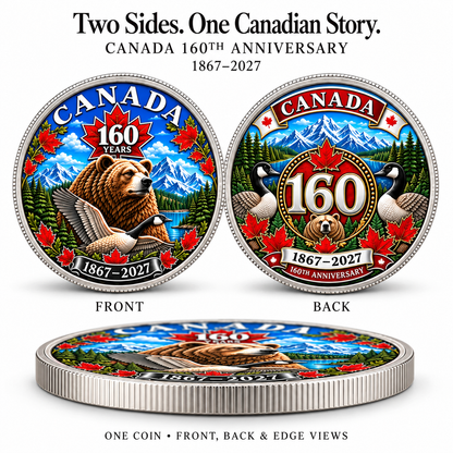 🍁 Canada 160th Anniversary Heritage Coin | Two-Sided 3D Wildlife Design