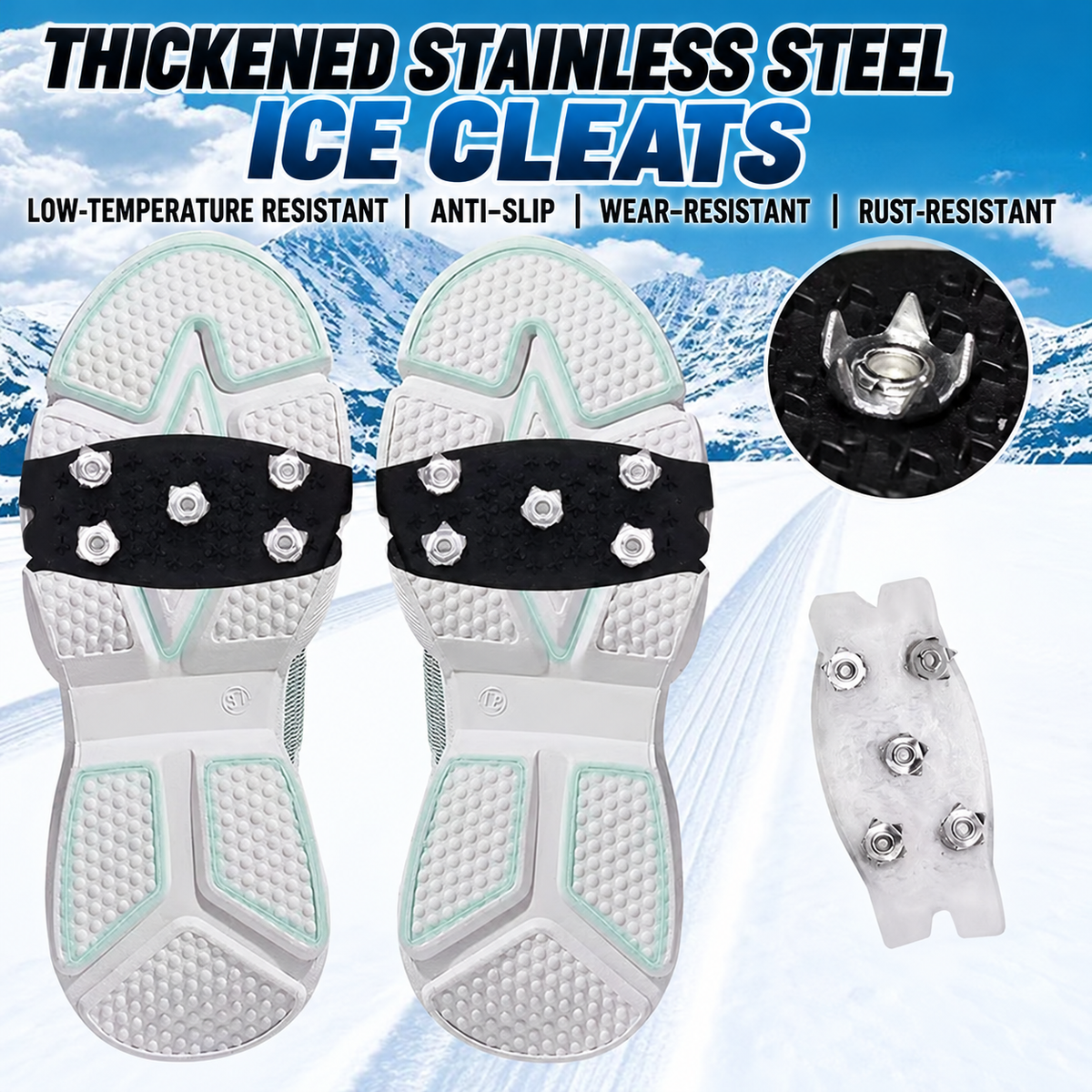 🔥Clearance Sale Buy 2 Get 2 Free+Free Gloves🎁Universal 5-Tooth Ice Cleats for Shoes & Boots