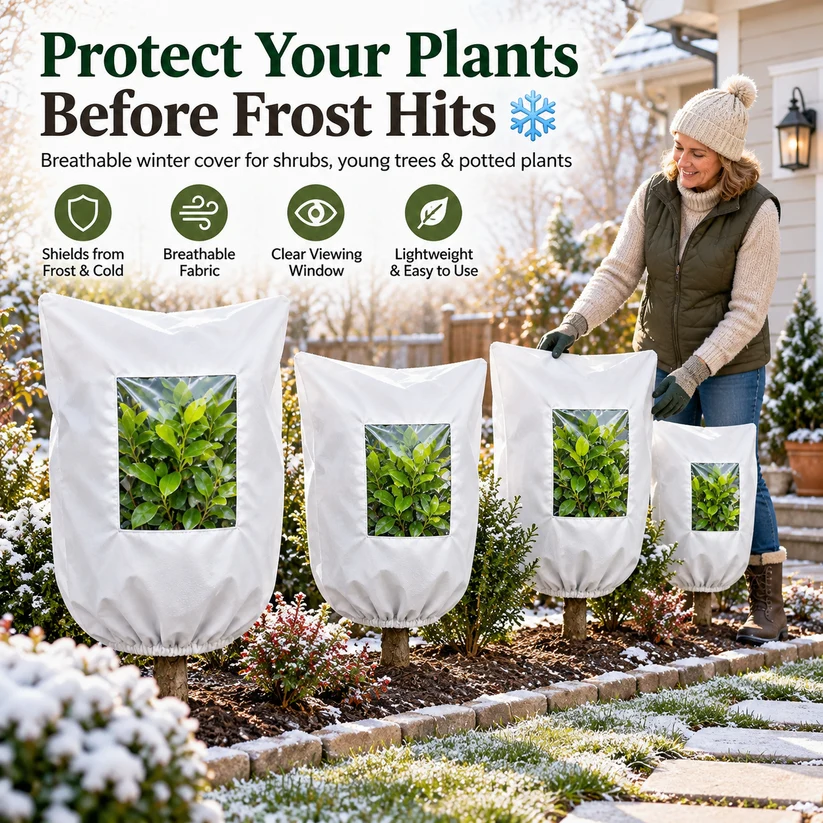 ❄️Plant Frost Protection Cover – Reusable Cover for Pots, Shrubs & Young Trees