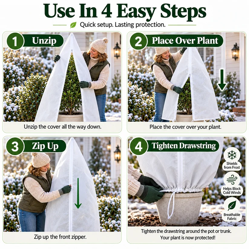 ❄️Plant Frost Protection Cover – Reusable Cover for Pots, Shrubs & Young Trees