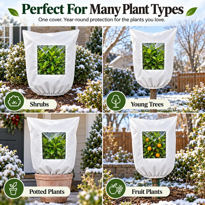 ❄️Plant Frost Protection Cover – Reusable Cover for Pots, Shrubs & Young Trees