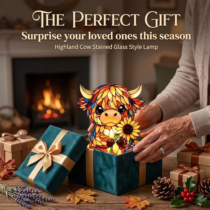 ✨ Creative Highland Cow LED Night Light,  Cute Decorative Lamp for Kids' Room & Living Area, Table Bedside Lamp, USB Powered Lamp