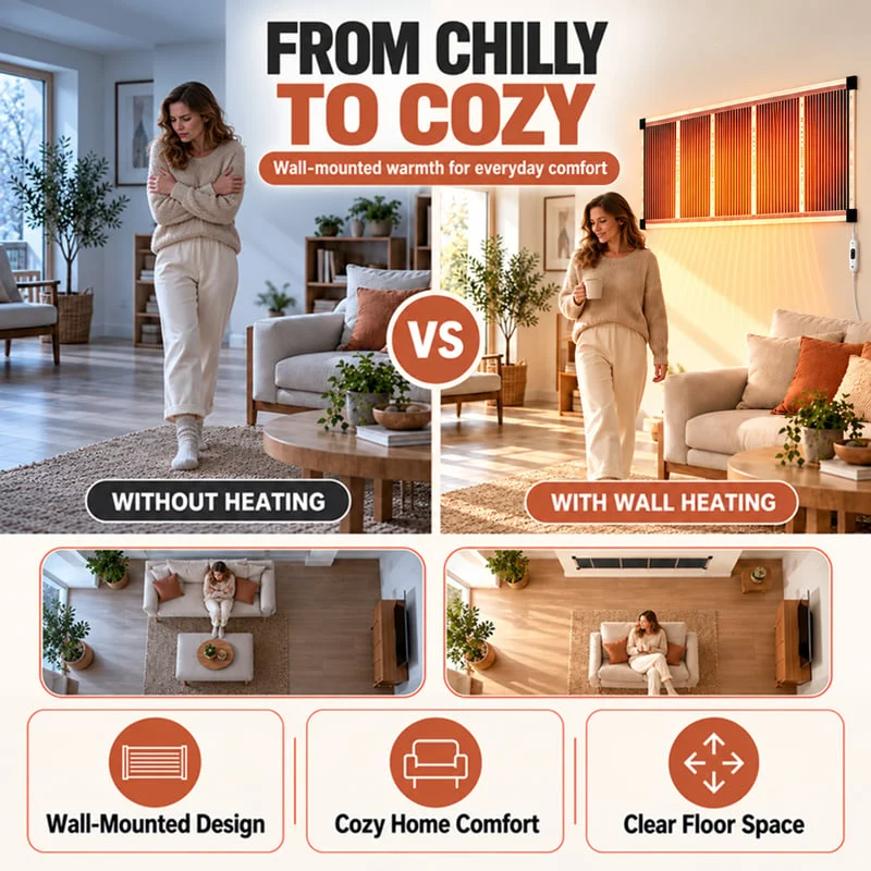 🔥3-Second Rapid Heating Honeycomb Graphene Far-Infrared Ceramic Wall Heater – Low Noise & Energy Efficient Indoor Wall Mount Heater