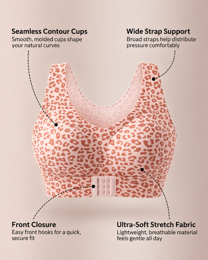 Cross Back Front Closure Wireless Posture Support Bra