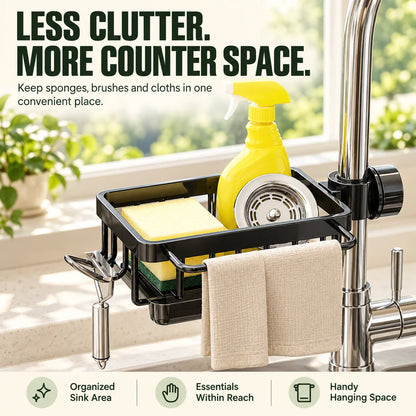 🧽 Faucet-Mounted Sink Caddy with Removable Drip Tray