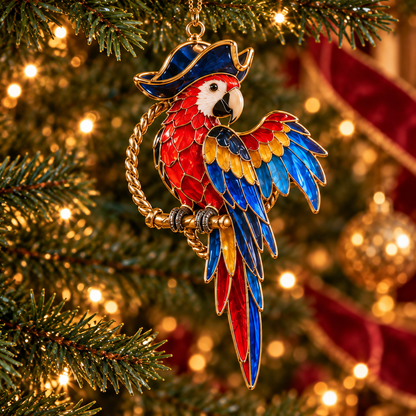 Pirate Adventures – Vintage Stained Glass-Style Christmas Ornaments, Set of 6