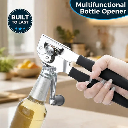Manual Crank Can Opener - Heavy-Duty Stainless Steel Kitchen Utensil