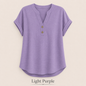 2026 Hot Style Women’s V-Neck Henley Top – Casual Loose Short Sleeve Dressy Blouse & Basic Tee
