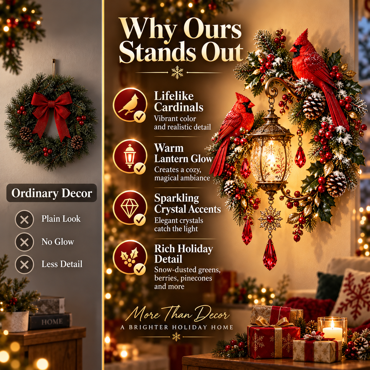 ✨Last Day 49% OFF✨Cardinal Christmas Lantern Qobliv™ – Lighted Holiday Wall Decor