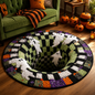 3D Skeleton Vortex Quilted Round Halloween Rug
