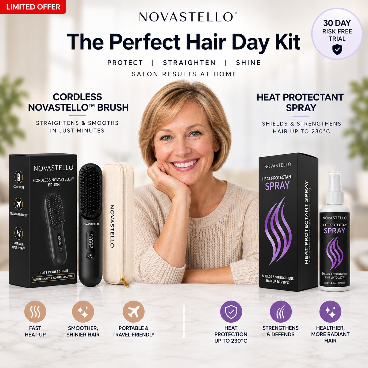 The Perfect Hair Day Kit - Smooth, protect & style your hair anywhere in minutes