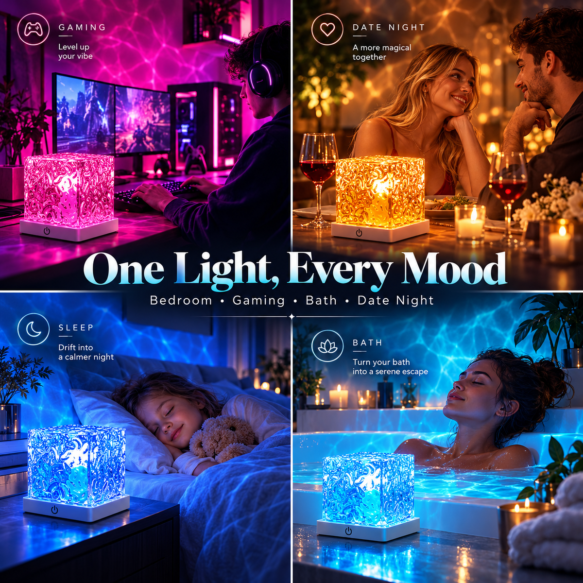 🎁Christmas Sale 50% OFF - Rechargeable Shower Light No Wiring |16 Color Ocean Wave Projector Light