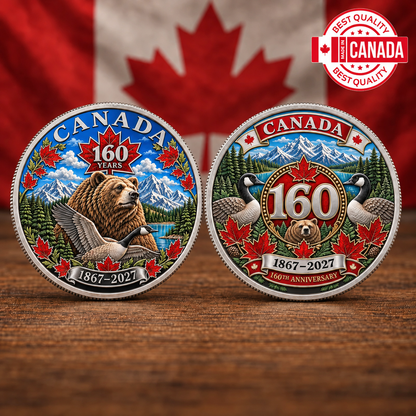 🍁 Canada 160th Anniversary Heritage Coin | Two-Sided 3D Wildlife Design
