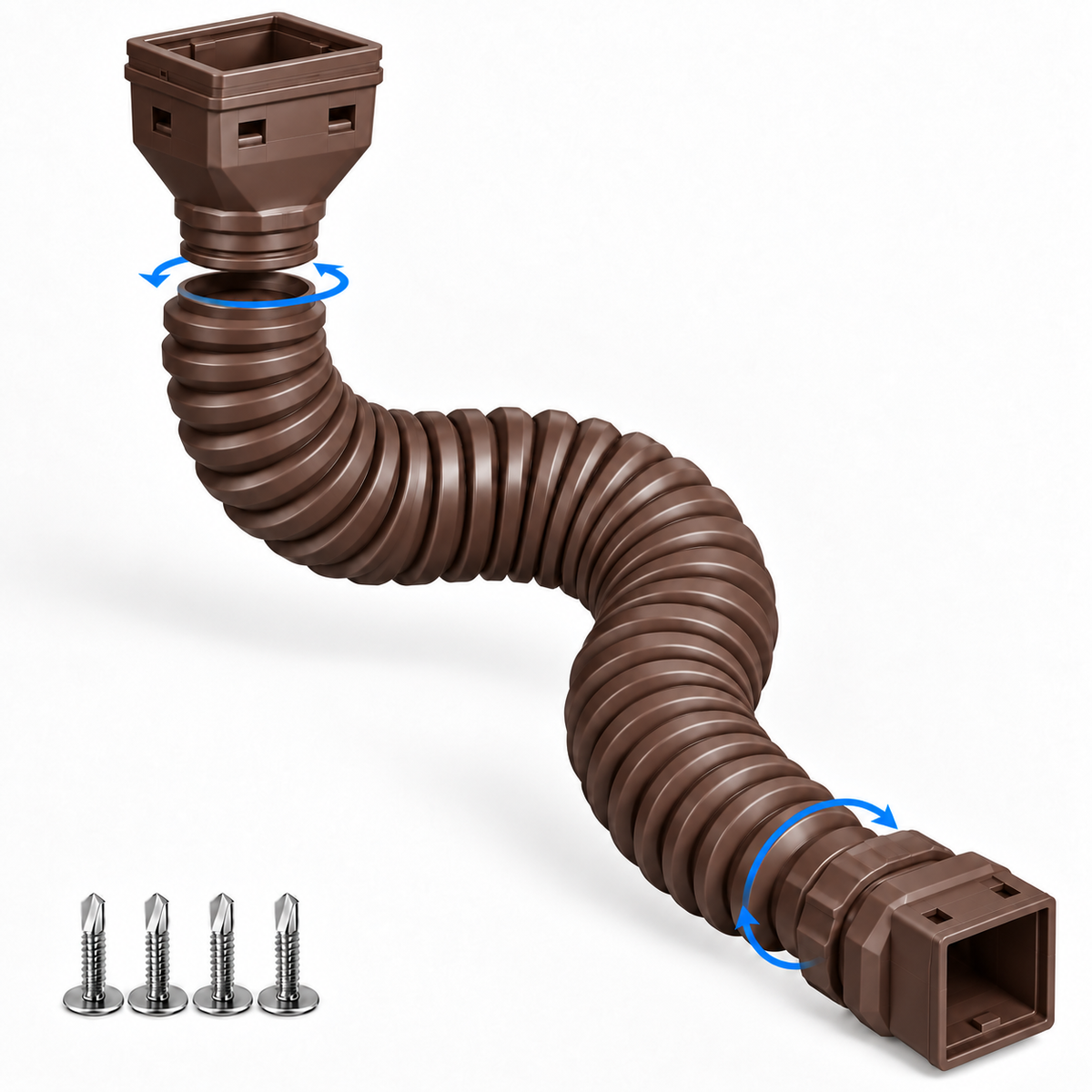 Flexible Rain Gutter Downspout Extension Kit  – Adjustable 22"-63" Drain Pipe with Leaf Filter for Foundation Protection