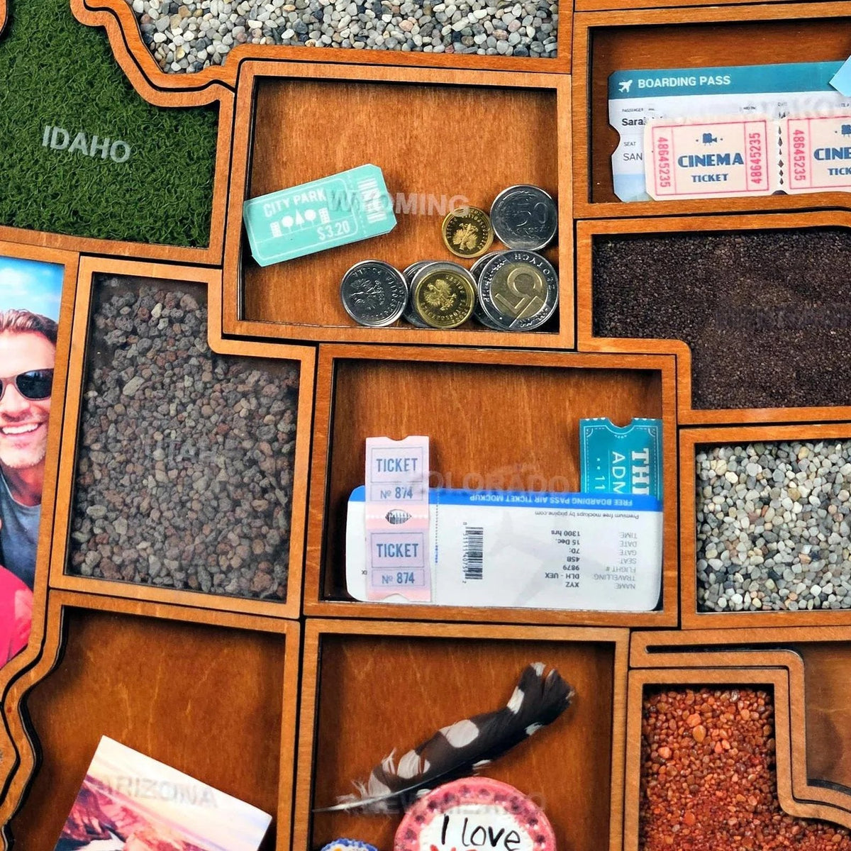 🗺️ USA Travel Memory Map – Wooden Keepsake Wall Display