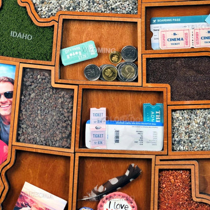 🗺️ USA Travel Memory Map – Wooden Keepsake Wall Display
