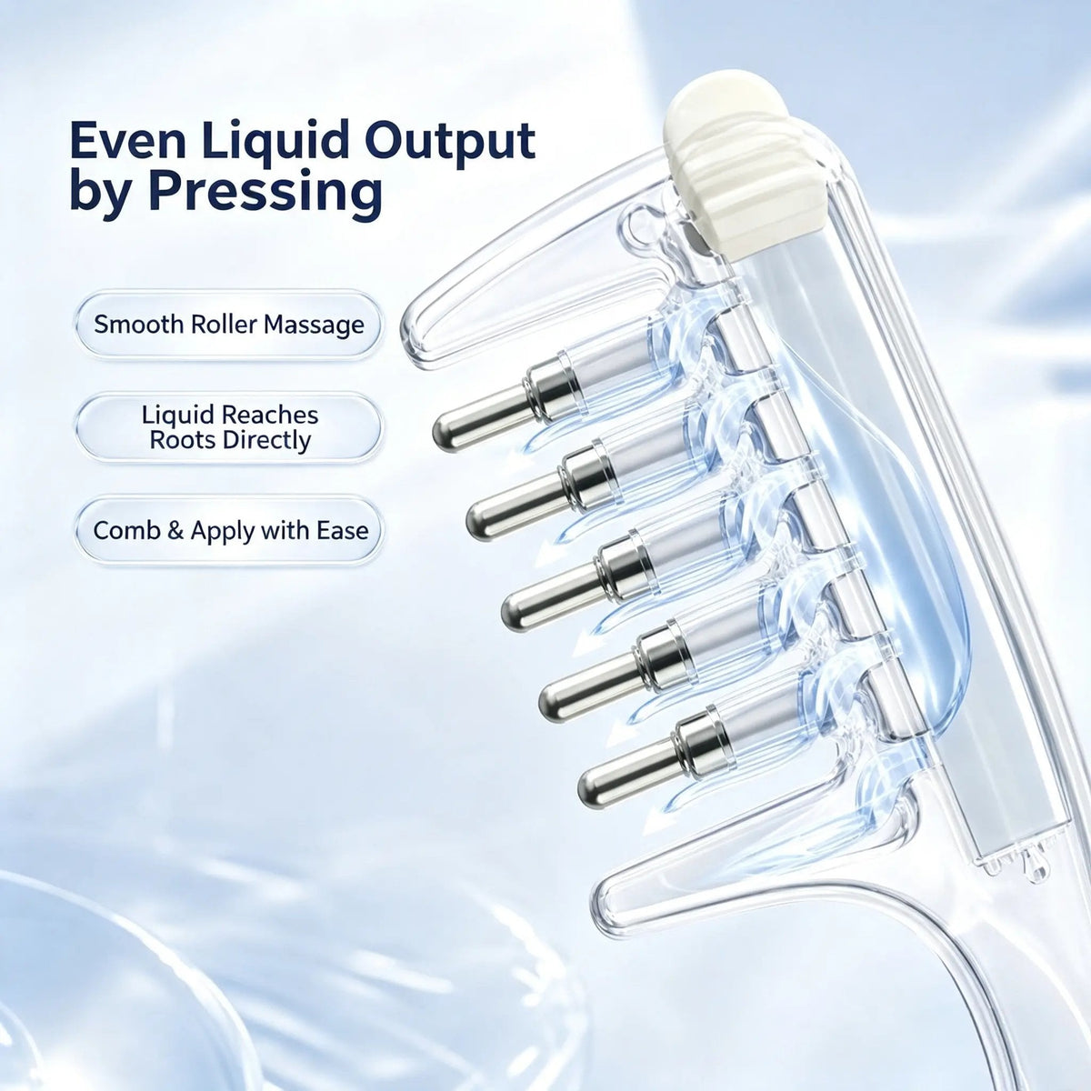Refillable Scalp Oil Applicator Comb – Precision Serum Application with 7 Metal Massage Tips