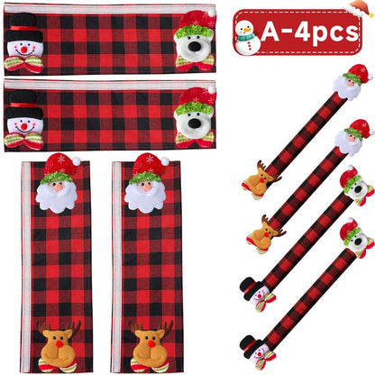 Christmas Refrigerator Handle Covers | Plush Plaid Wraps