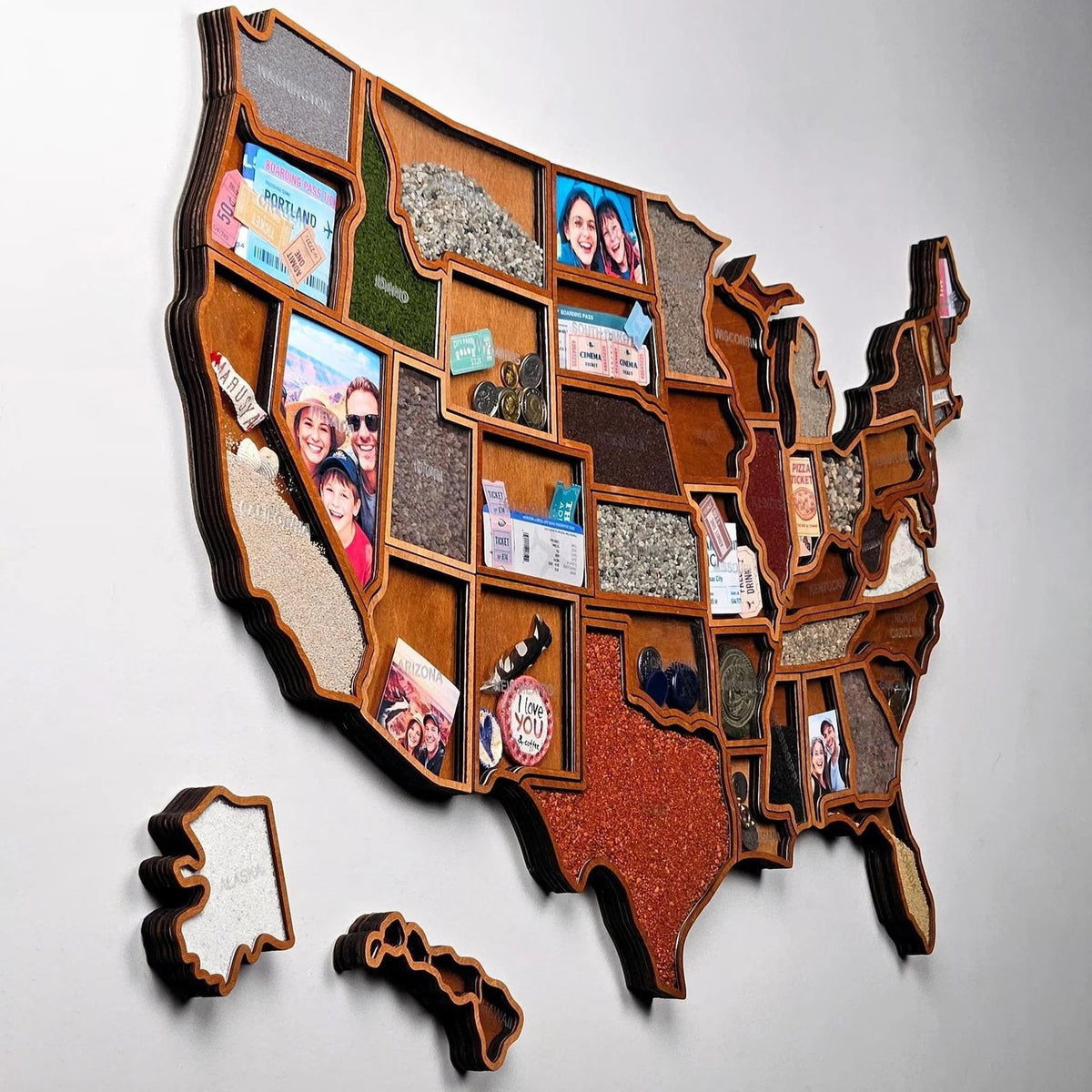 🗺️ USA Travel Memory Map – Wooden Keepsake Wall Display