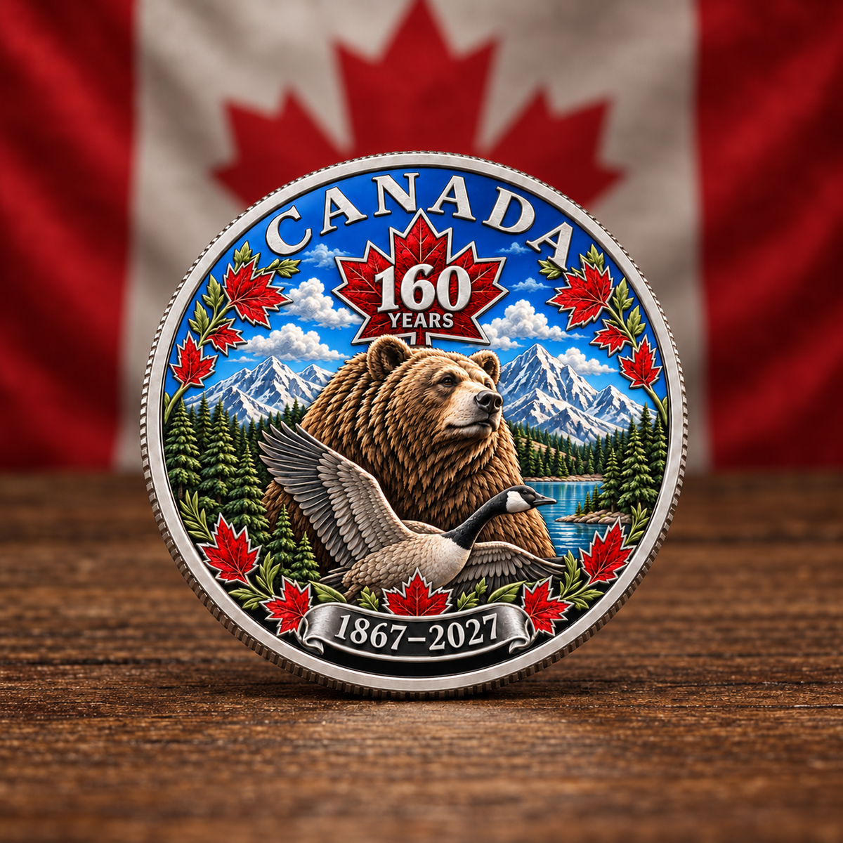🍁 Canada 160th Anniversary Heritage Coin | Two-Sided 3D Wildlife Design