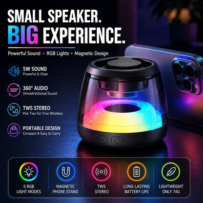 Portable RGB Bluetooth Speaker with Magnetic Phone Stand