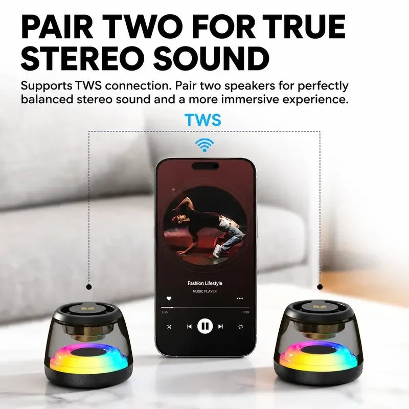 Portable RGB Bluetooth Speaker with Magnetic Phone Stand