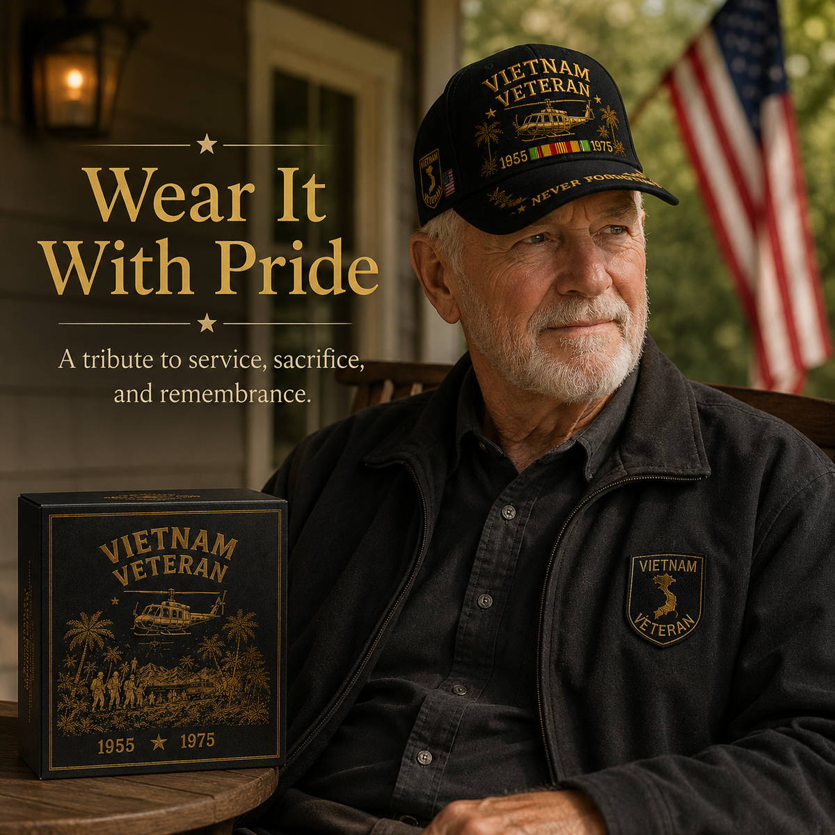 Vietnam Veteran 1955–1975 Memorial Embroidered Cap