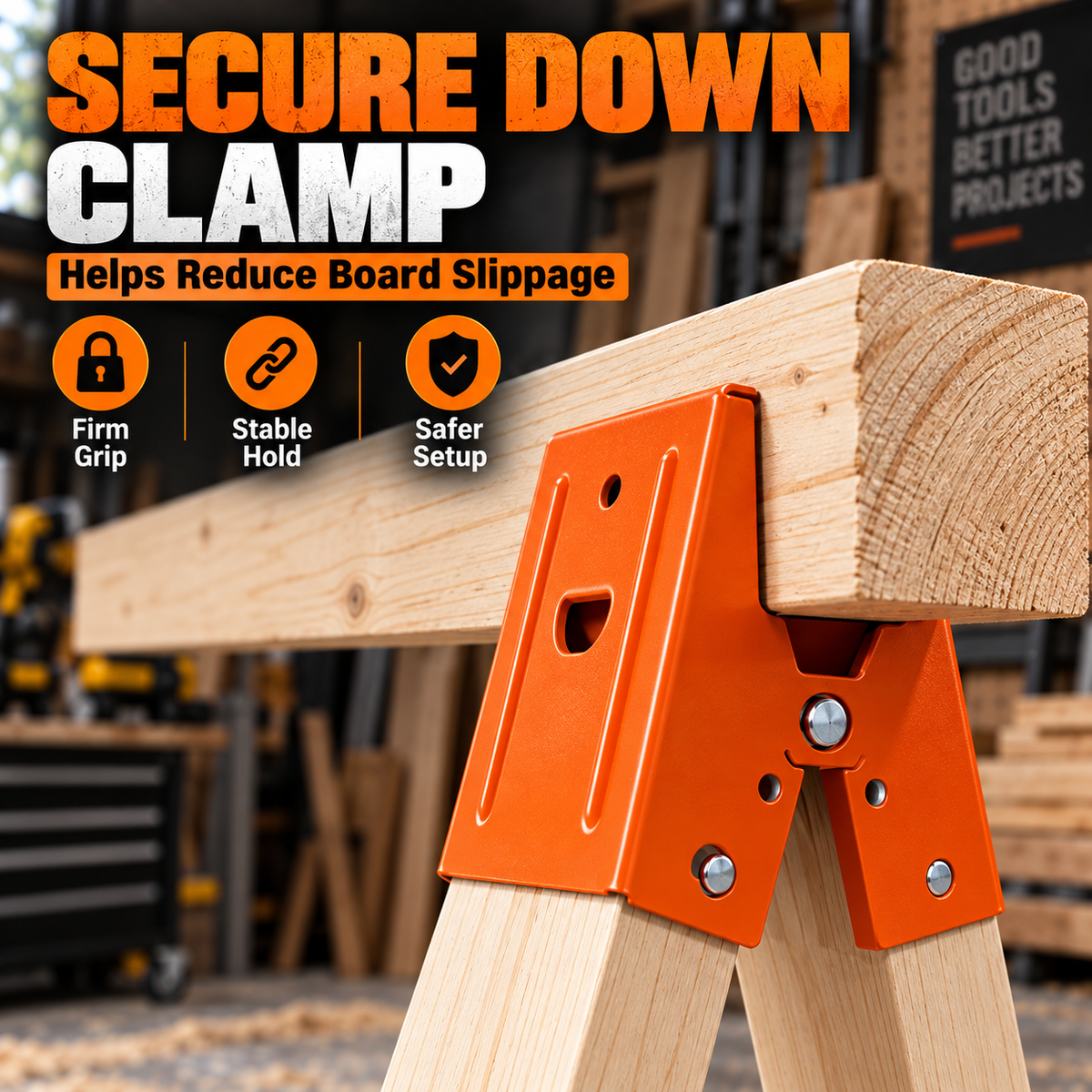 Heavy-Duty Sawhorse Brackets 2-Pack – Turn 2x4 Lumber Into Strong, Stable Work Supports