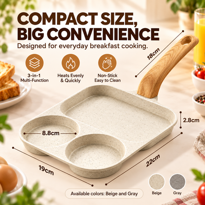 🍳 3-In-1 Split Non-Stick Frying Pan - Divided Breakfast Skillet for Eggs & Burgers 🥞
